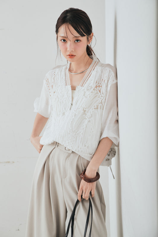 【着回しセット】[SET]モチーフ付きシアーブルゾン+モチーフ付きシアーブルゾン(2set)