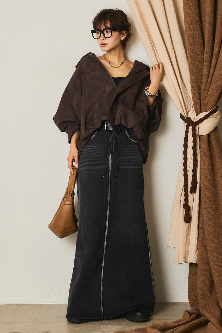 【即納】バルーンシルエットフェイクスエードブルゾン