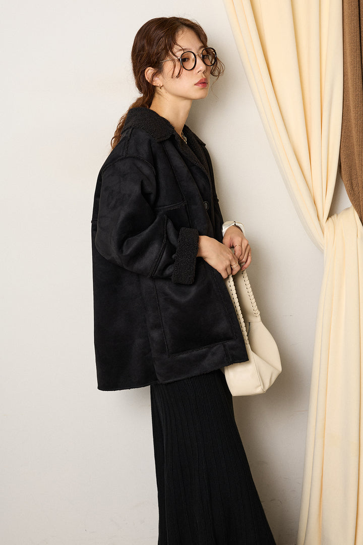 [SET]エコムートンカバーオール+編み地切り替えフレアニットスカート(2set)