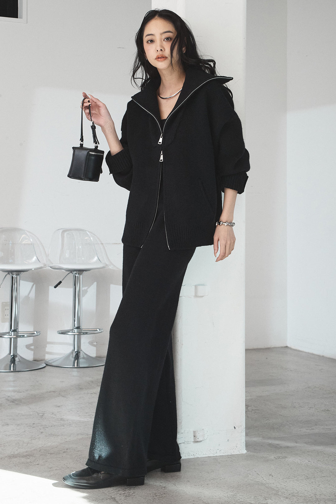 [SET]ビッグカラーダブルジップニットSETUP