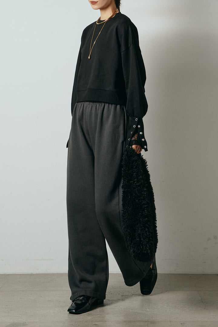 [SET]裏毛バックオープンプルオーバー+ストレッチレースクルーネックインナー(2set)