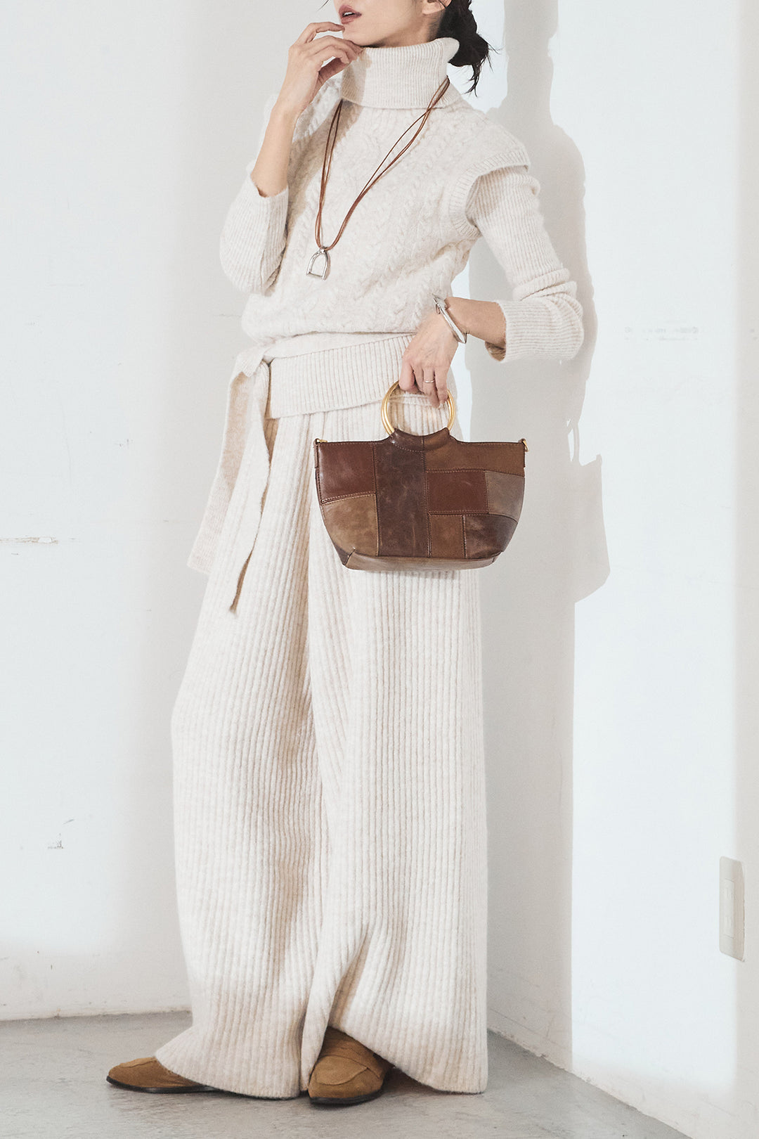 [SET]3ピースハイネックニットベストSETUP