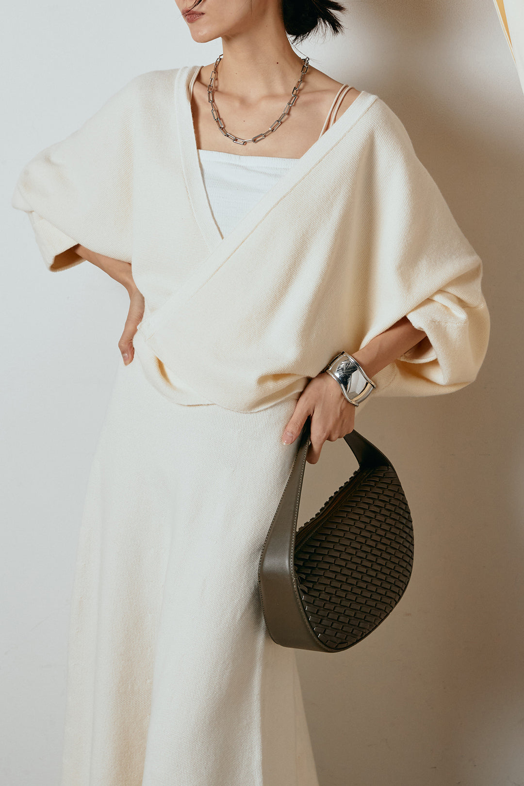 [SET]カシュクールニットカーディガン+ニットロングスカート(2set)