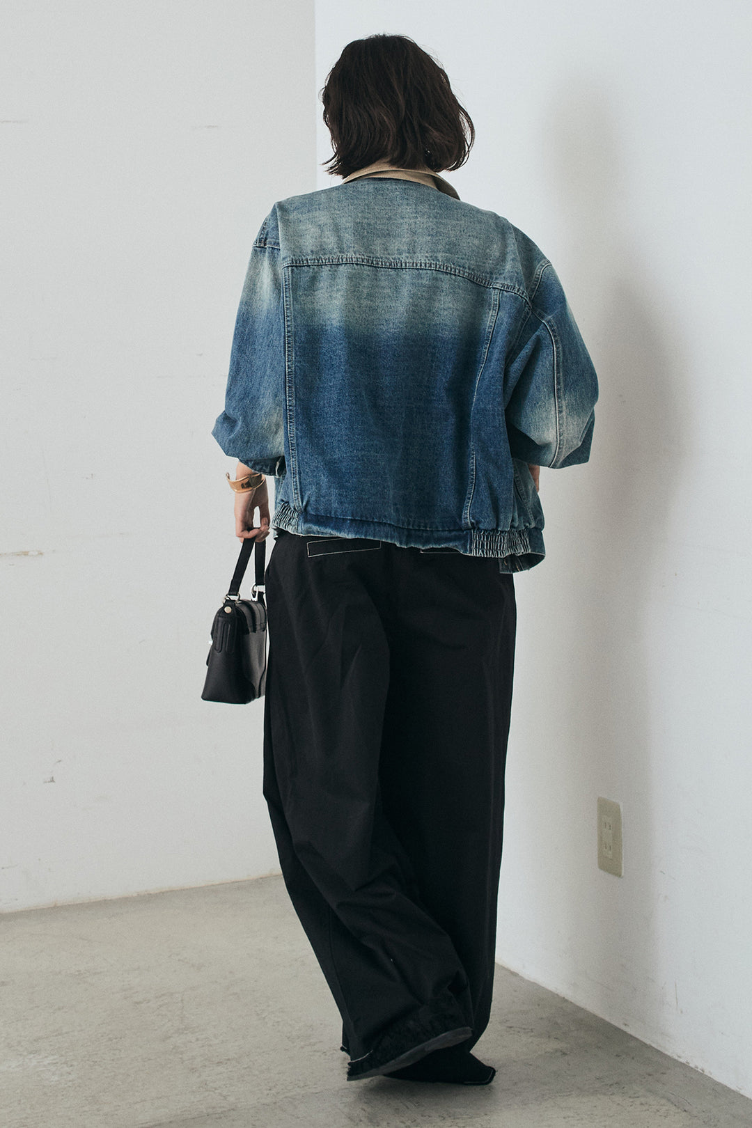 [SET]襟切り替えジップデニムジャケット+綿ツイルアシメサロペット(2set)