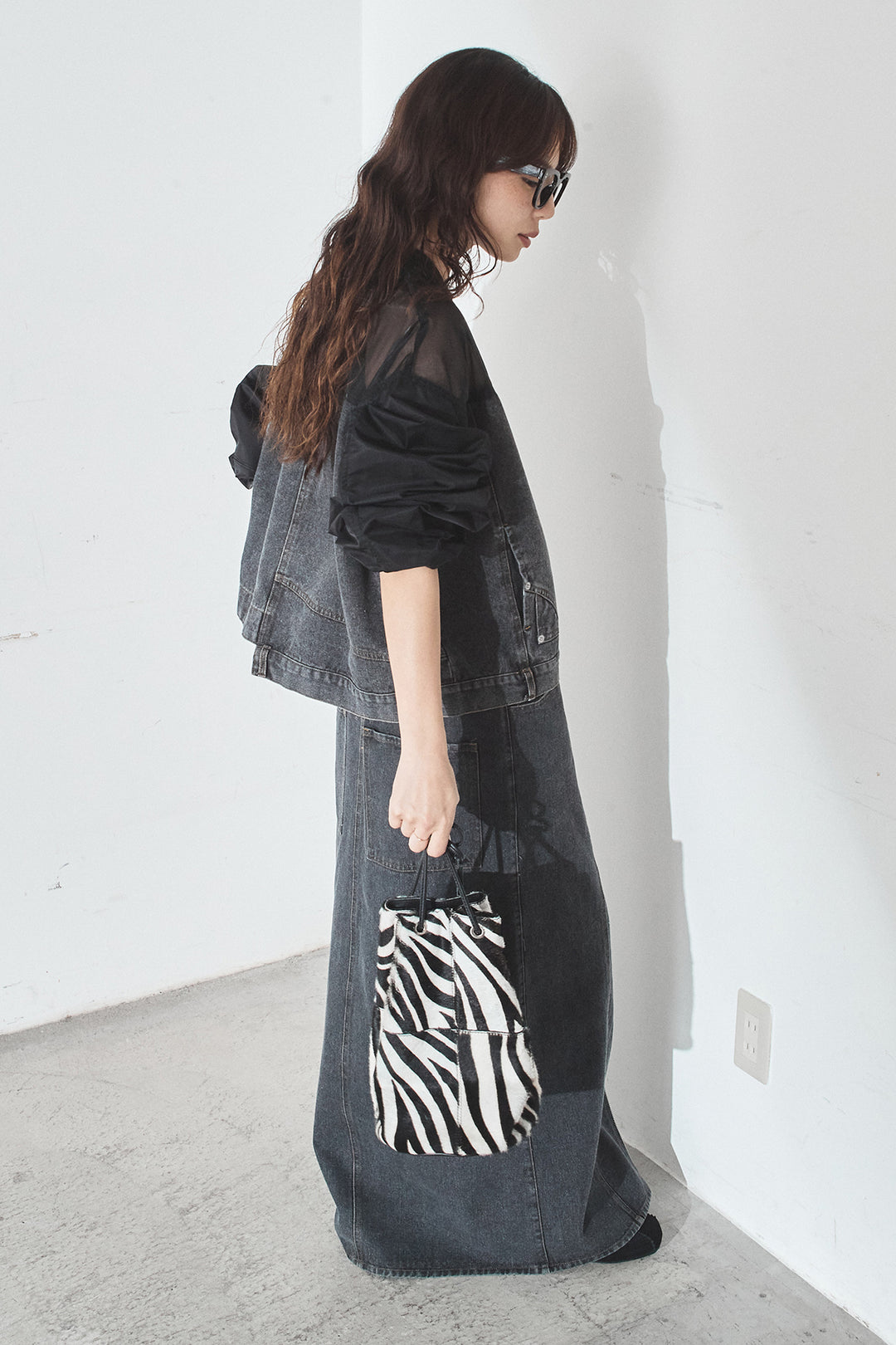 [SET]デニムコンビネーションブルゾン+フロントジップデニムスカート(2set)