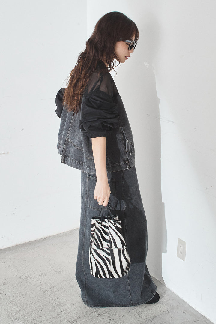 [SET]デニムコンビネーションブルゾン+フロントジップデニムスカート(2set)