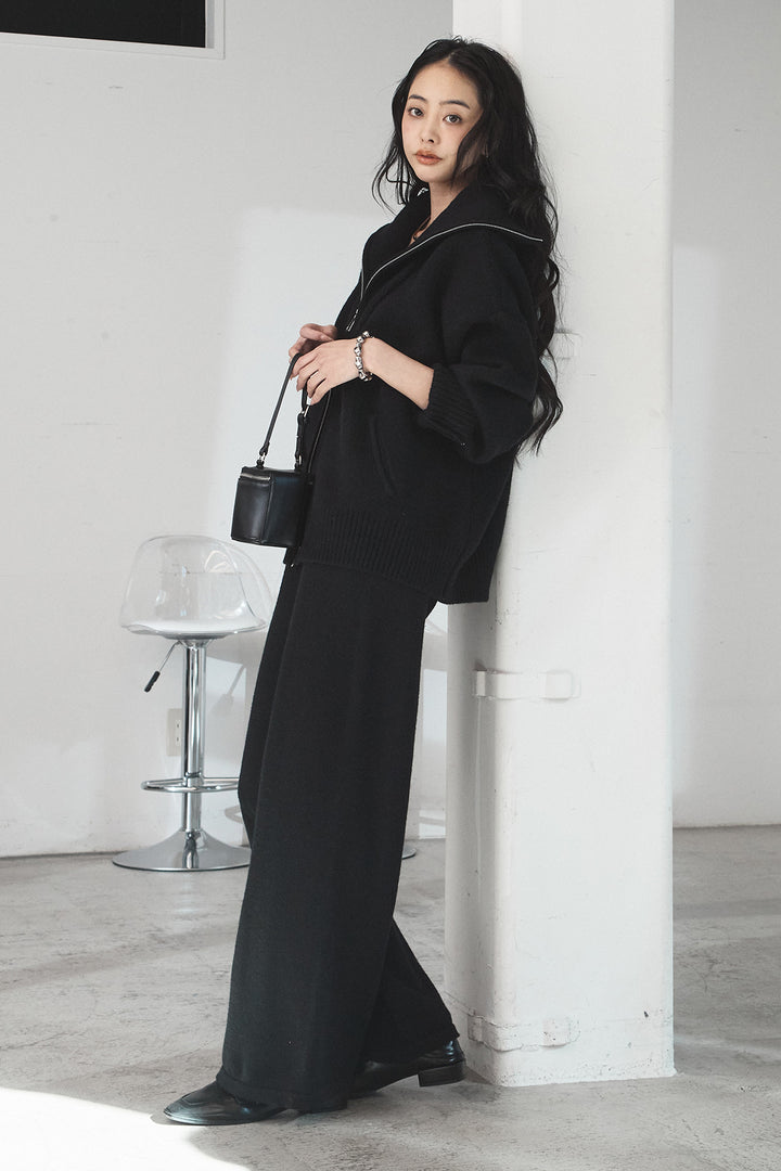 【着回しセット】[SET]ビッグカラーダブルジップニットSETUP+ストライプドッキングニットポロSETUP(2set)