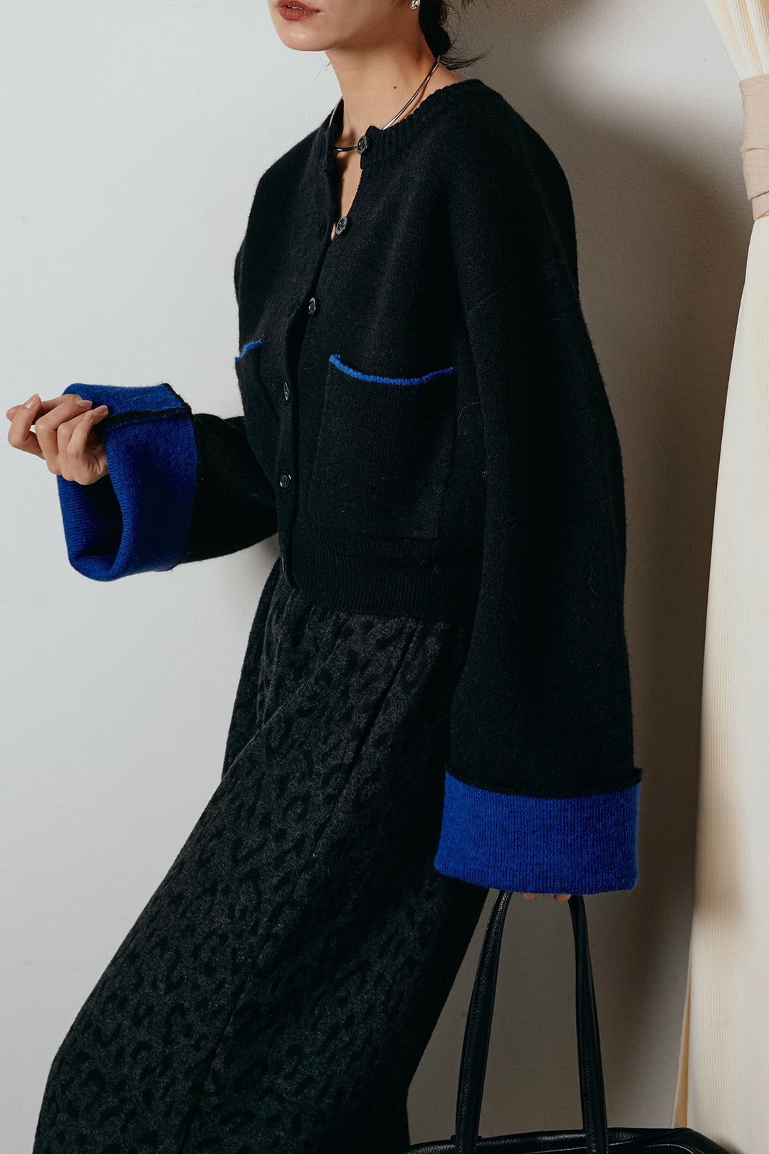 [SET]アルパカタッチダブルフェイスカーディガン+レオパードジャガードニットパンツ(2set)