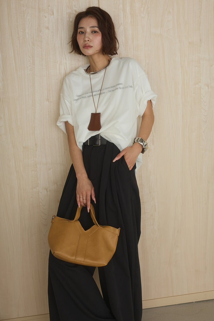 [SET]綿天竺Tシャツ×チュールトップス+ベルト付きビックループワイドパンツ(2set)