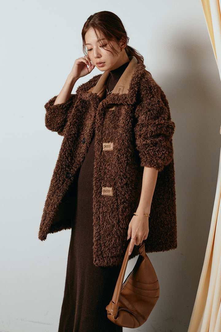 [SET]リバーシブルボアアウター+ノースリーブニットロングワンピース(2set)