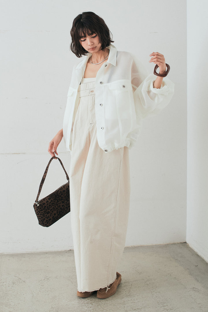 [SET]シアーダンボールサイドドロストジャケット+綿ツイルアシメサロペット(2set)