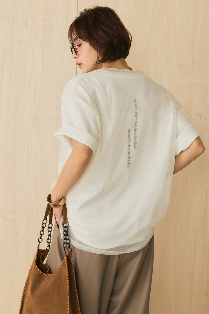 【即納】綿天竺Tシャツ×チュールトップス