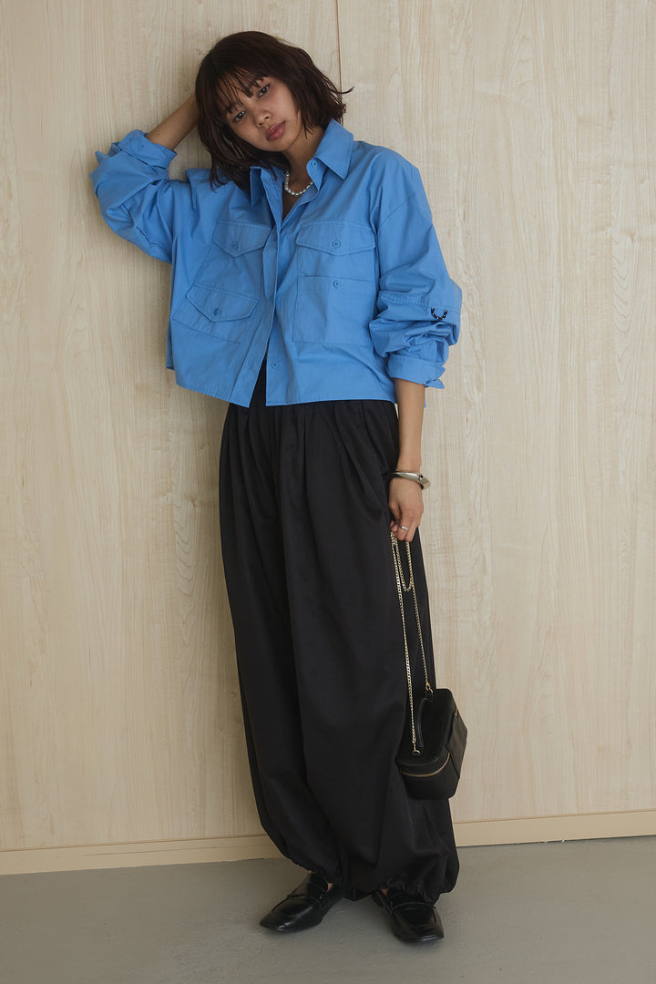 [SET]ビッグポケットシャツ+裾絞りワイドパンツ(2set)