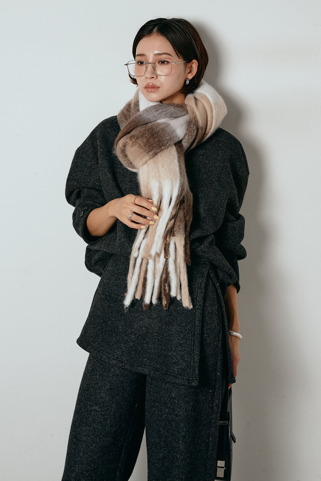 [SET]チェックマフラー付きニットSETUP