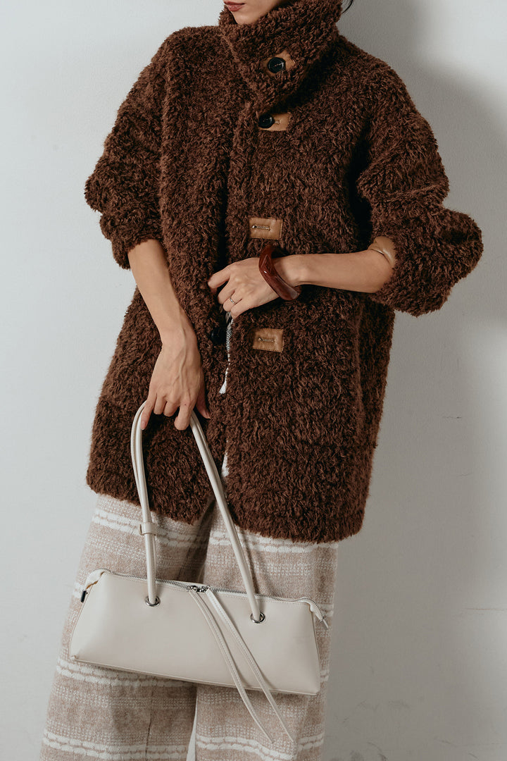 [SET]リバーシブルボアアウター+マルチライン柄リラックスニットパンツ(2set)