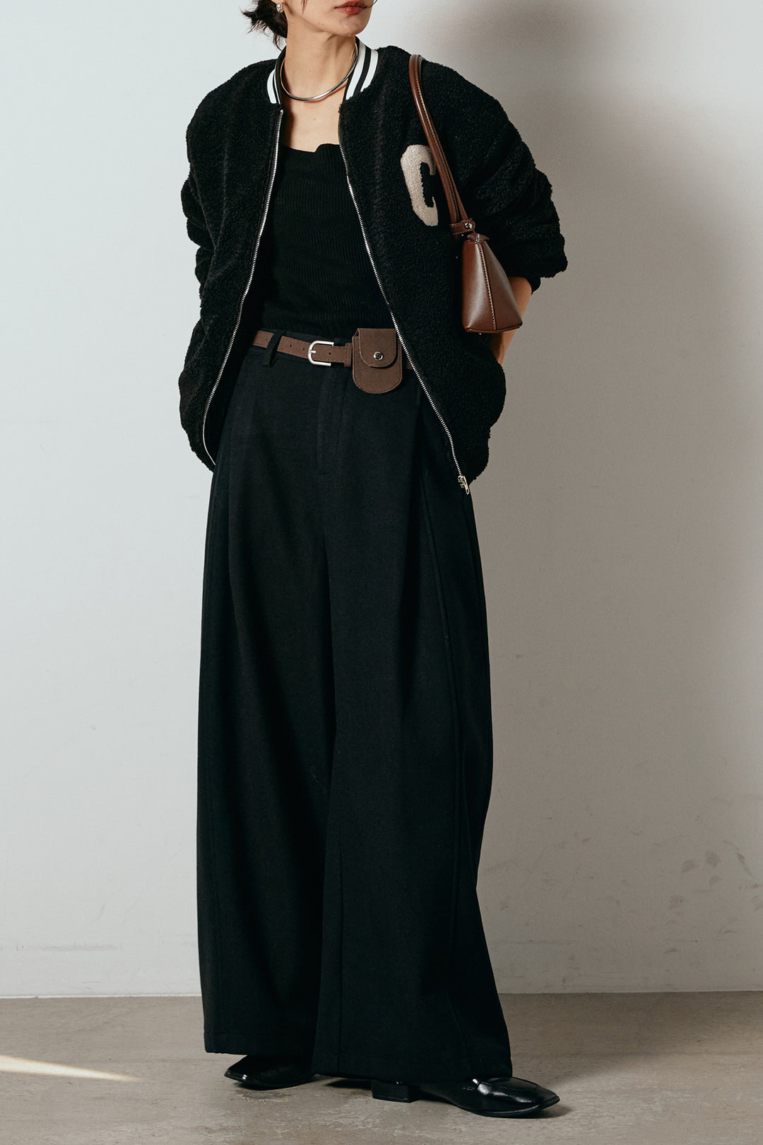 [SET]ロゴスタジャンボアブルゾン+ポーチベルト付きカーブパンツ(2set)