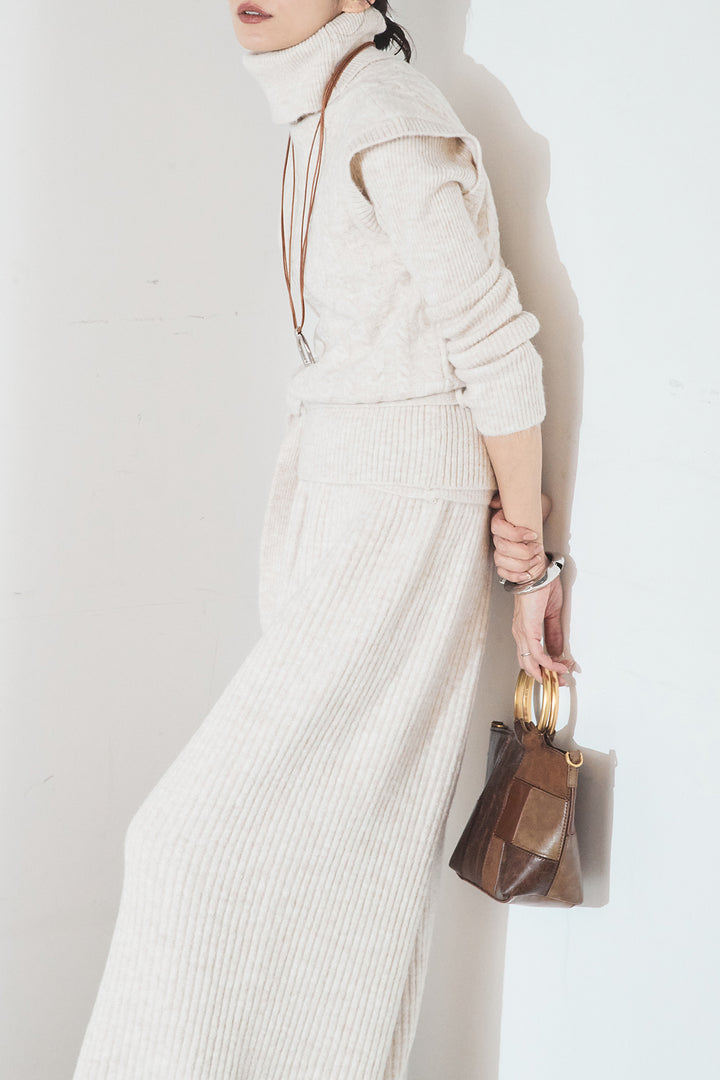 [SET]3ピースハイネックニットベストSETUP