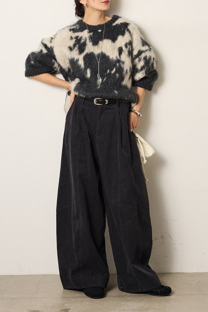 【着回しセット】[SET]モヘアタッチマーブルニット+モヘアタッチマーブルニット+タック入りコーデュロイワイドパンツ(3set)