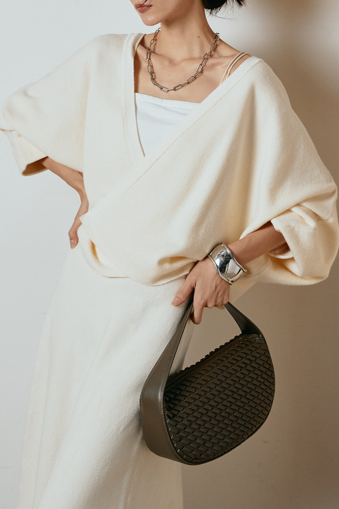 [SET]カシュクールニットカーディガン+ニットロングスカート(2set)