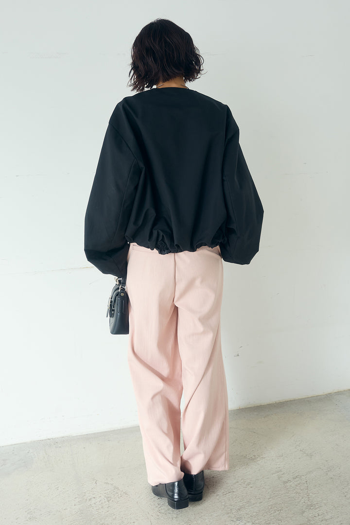 [SET]ノーカラーフロントギャザージップアウター+ツイルメニータックパンツ(2set)