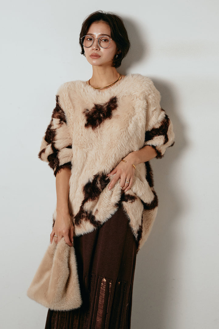 [SET]タイダイ柄シャギーニットトップス+裾シアーリブスカート(2set)