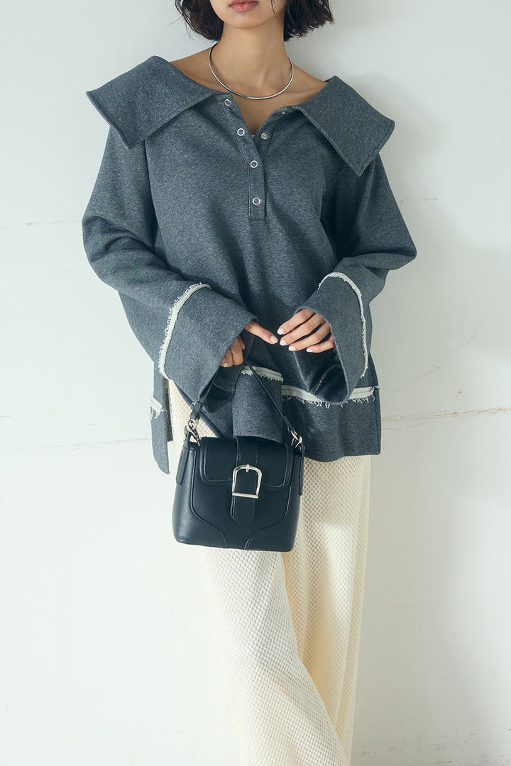 [SET]ビッグカラー2WAYスウェットトップス+メッシュリラックスパンツ(2set)