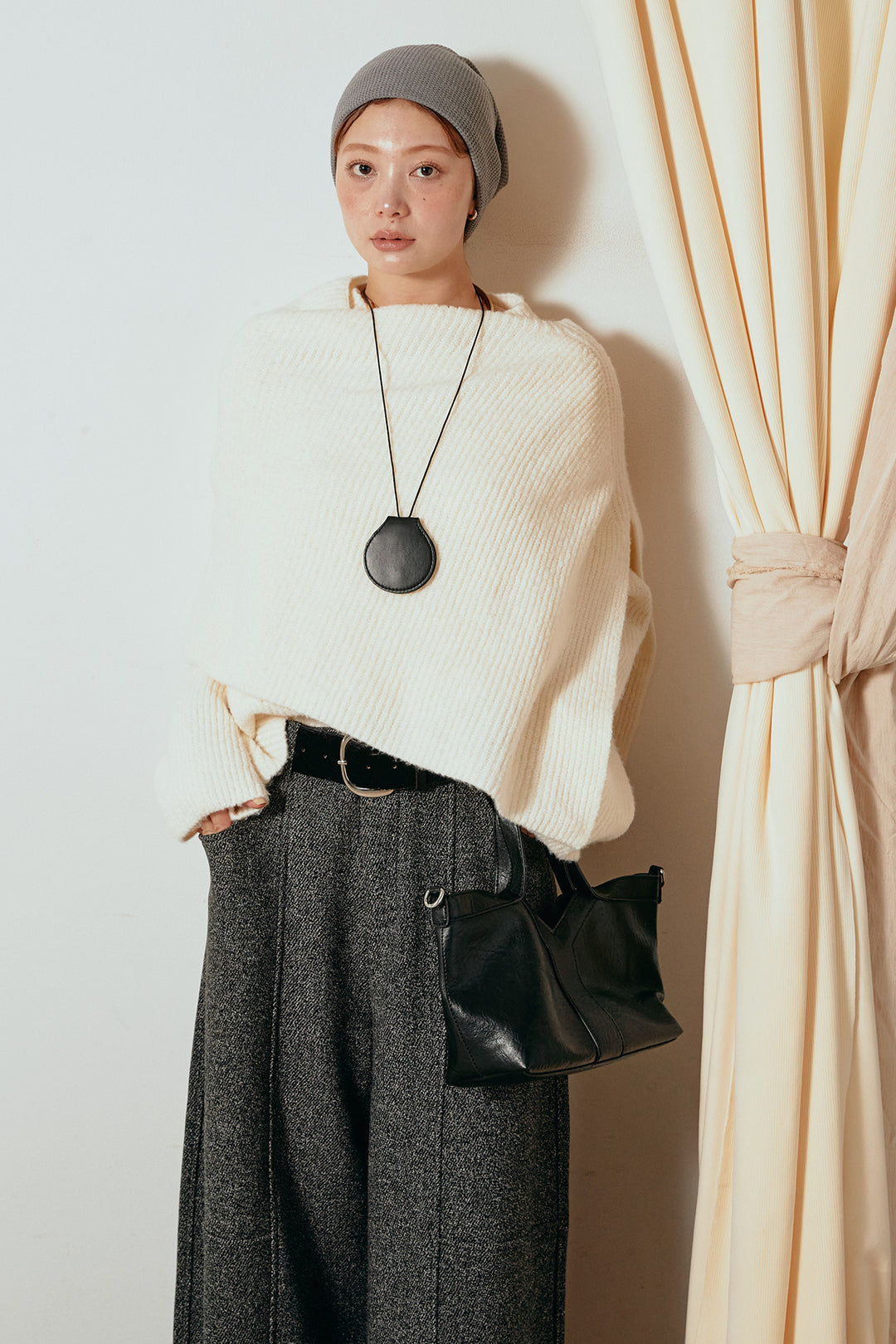 【着回しセット】[SET]ケープデザインリブニットトップス+ケープデザインリブニットトップス(2set)