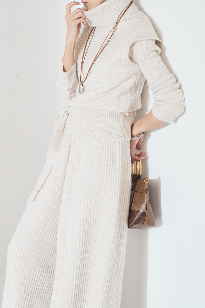 [SET]3ピースハイネックニットベストSETUP