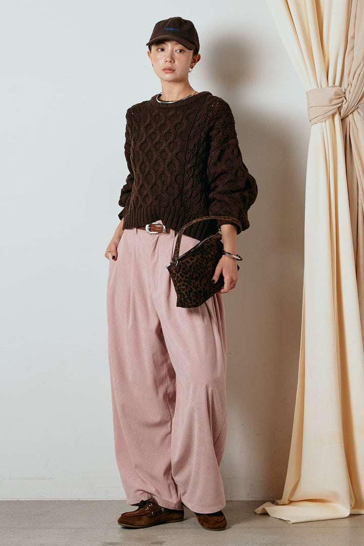 [SET]バルキーケーブルプルオーバー+コーデュロイサイドタックコクーンパンツ(2set)