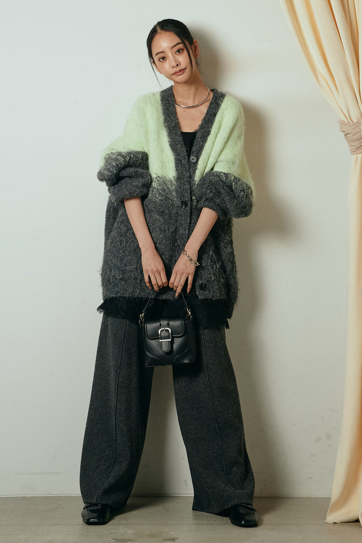 [SET]起毛グラデーションニットカーディガン+レース切り替えキャミソール(2set)