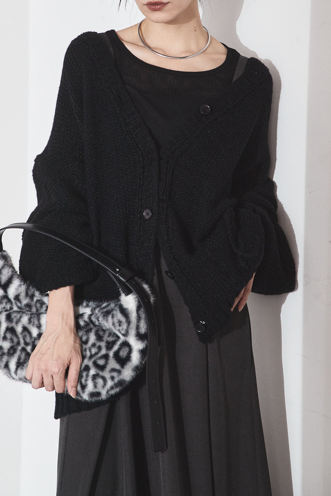 [SET]コード刺繍リラックスニットカーディガン+フレアリラックスキャミワンピース(2set)