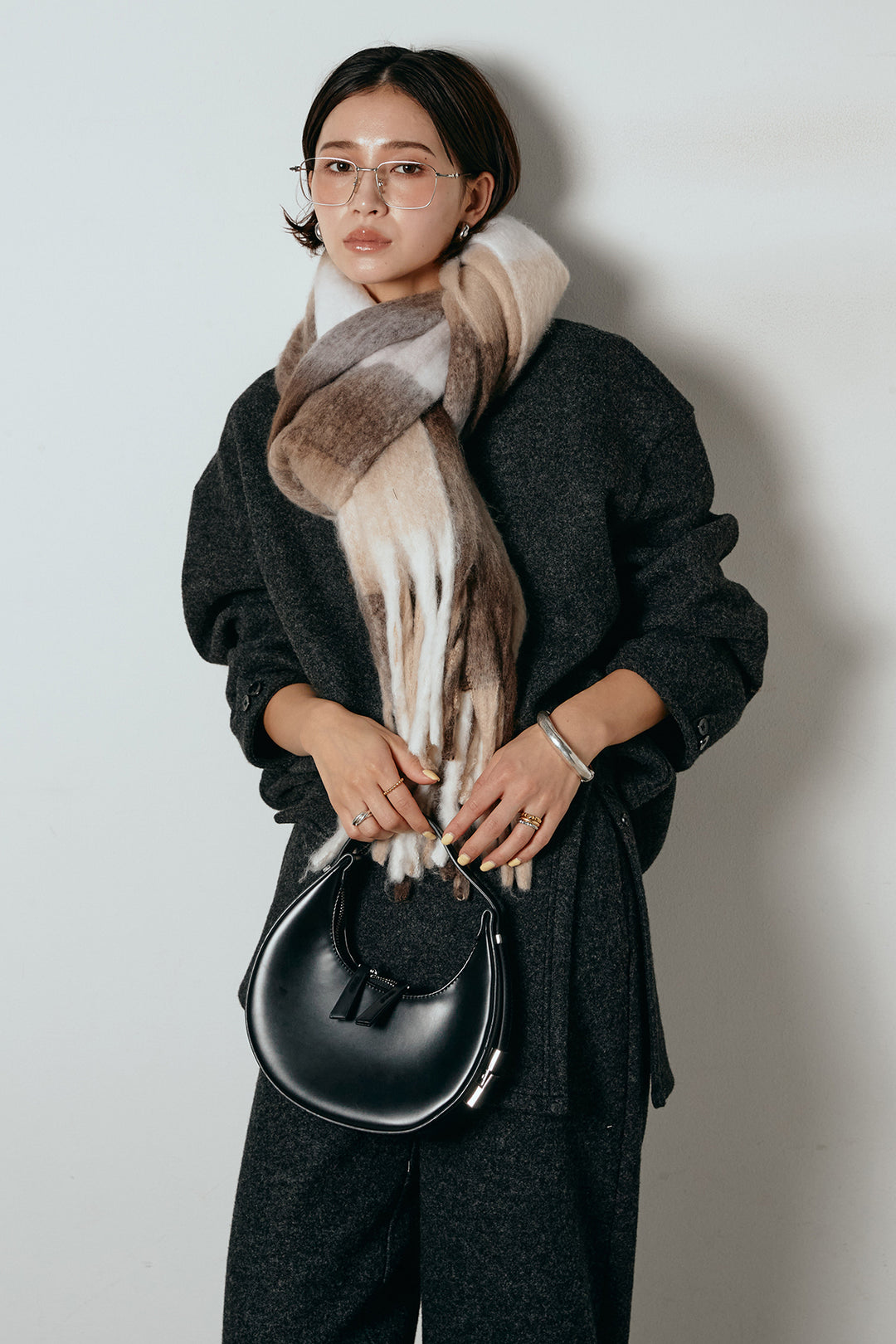 [SET]チェックマフラー付きニットSETUP