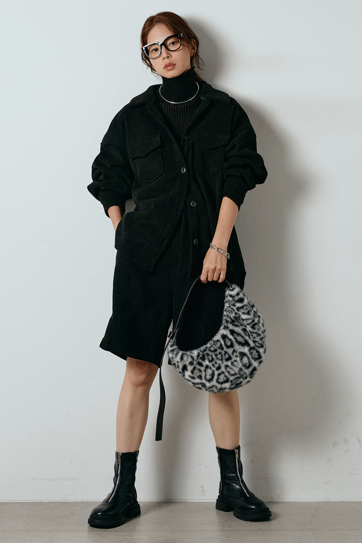 [SET]襟付きコーデュロイポケットシャツ+リブニットシームレスタートルプルオーバー+リラックスコーデュロイハーフパンツ(3set)