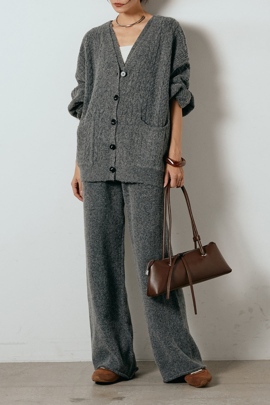 [SET]3ピースフロントボタンニットSETUP