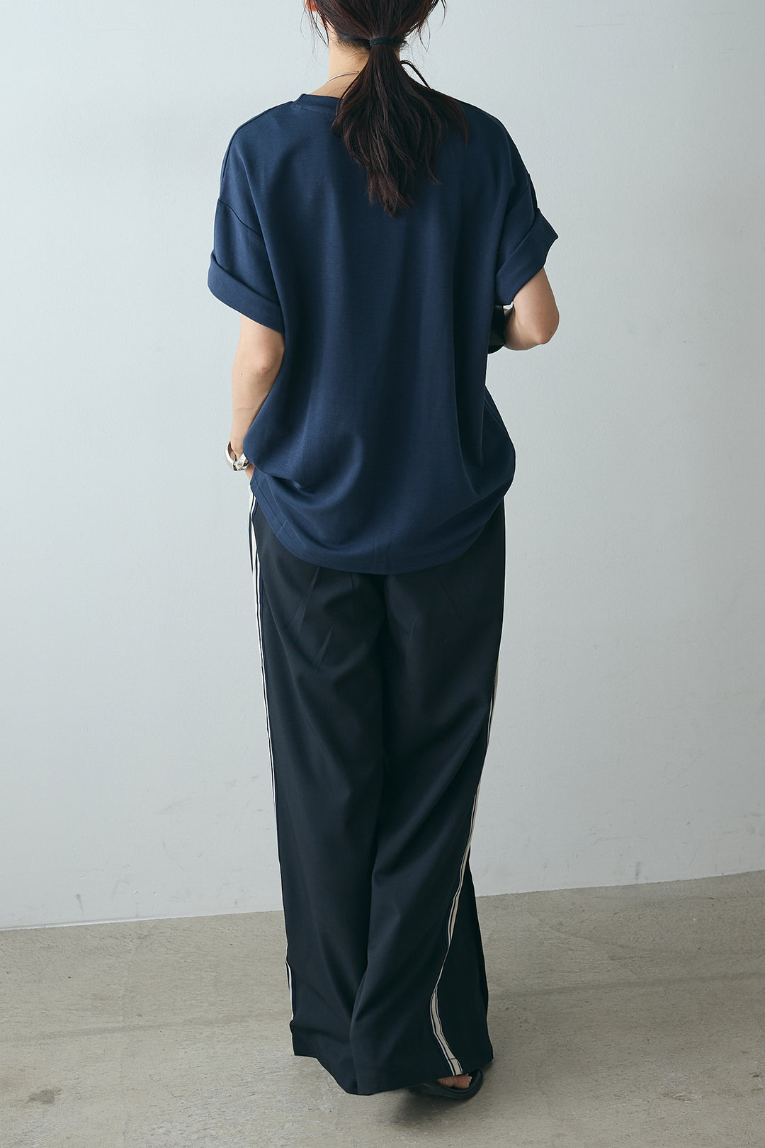 [SET]AMBIENCEフォトプリントTシャツ+サイドラインワイドスラックスパンツ(2set)