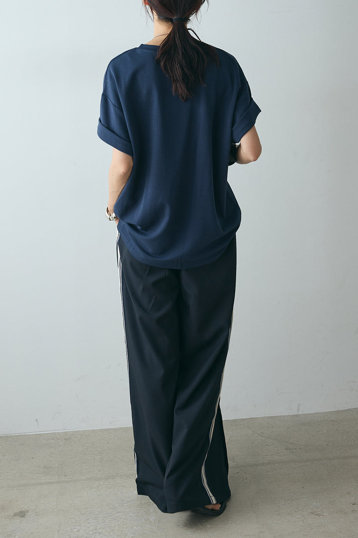 [SET]AMBIENCEフォトプリントTシャツ+サイドラインワイドスラックスパンツ(2set)
