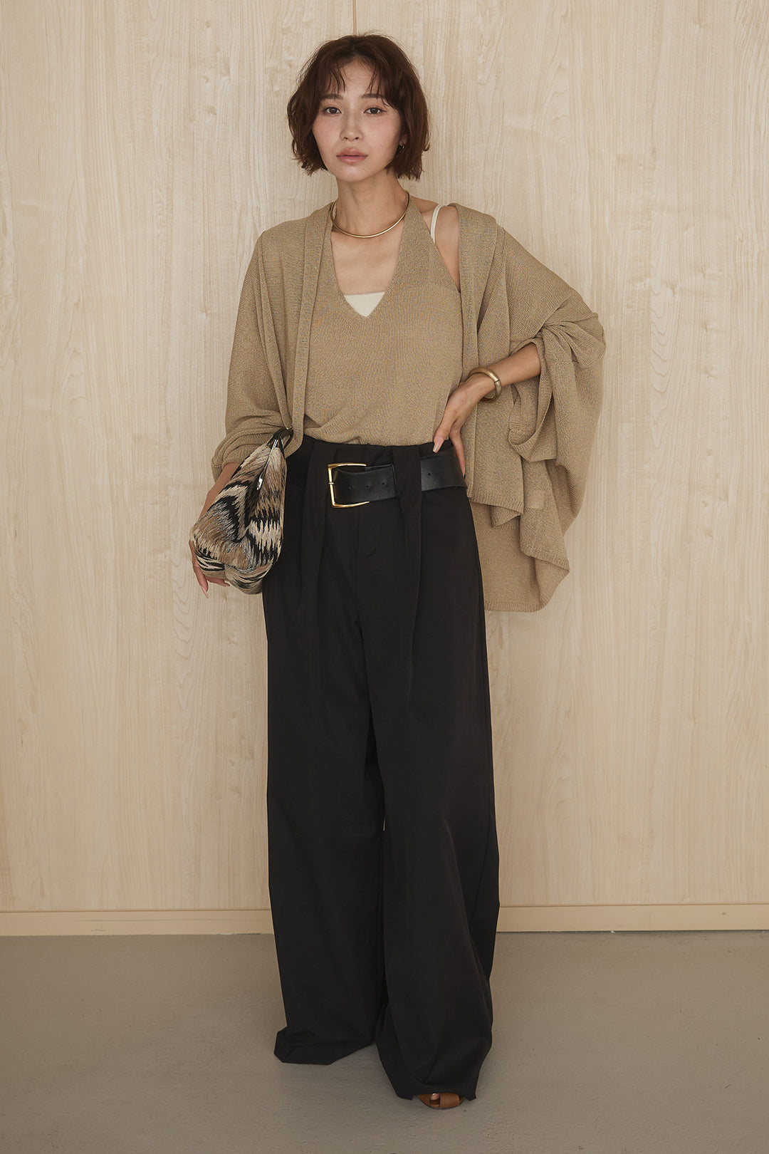 [SET]オーバードルマンカーディガン+ホルターネックインナー(2set)