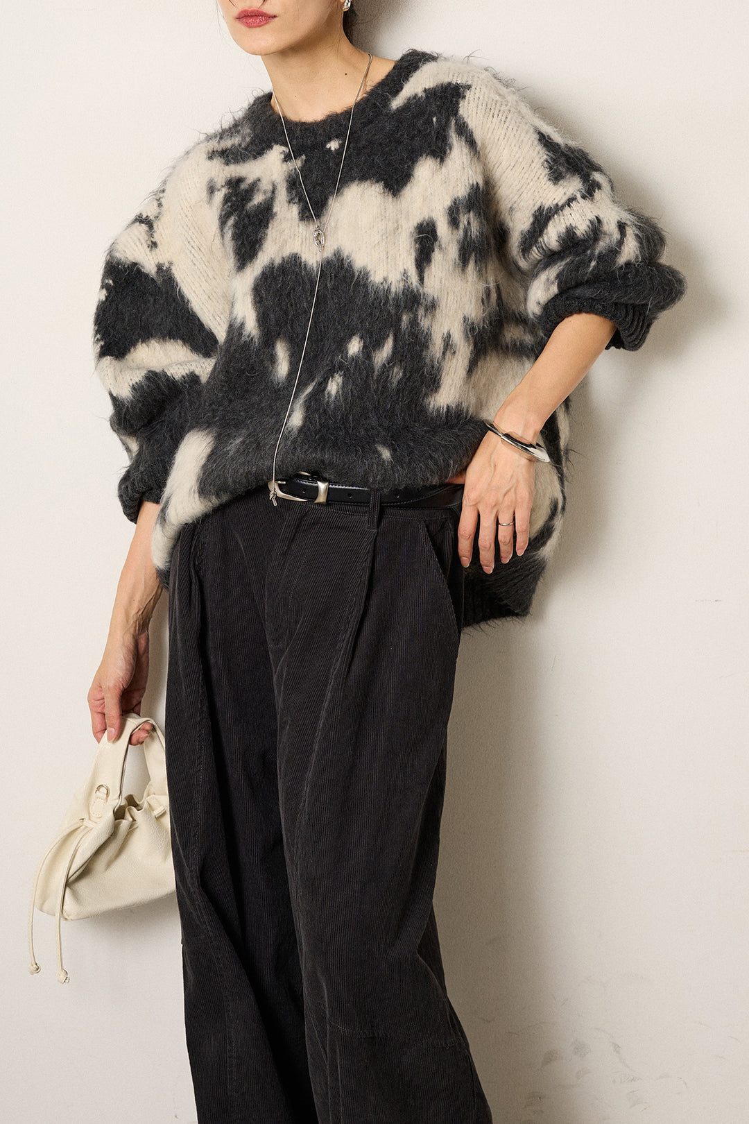 【着回しセット】[SET]モヘアタッチマーブルニット+モヘアタッチマーブルニット+タック入りコーデュロイワイドパンツ(3set)