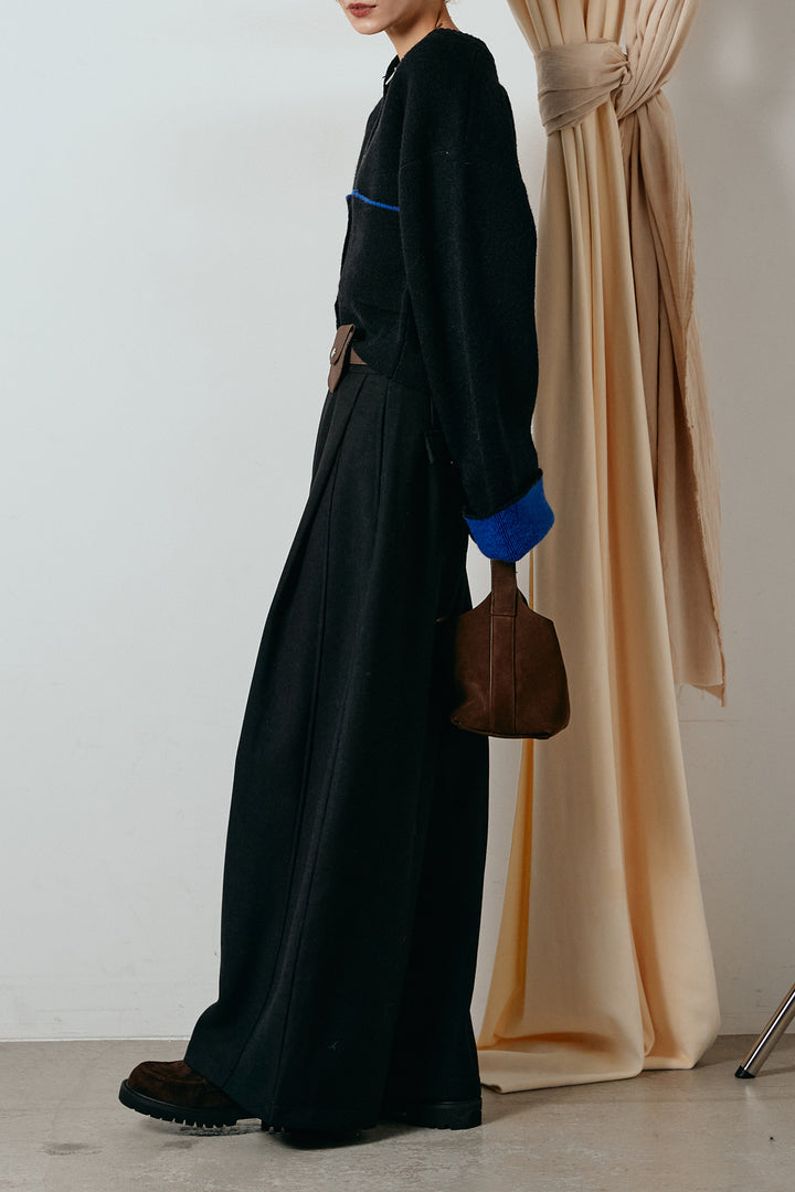 [SET]アルパカタッチダブルフェイスカーディガン+ポーチベルト付きカーブパンツ(2set)