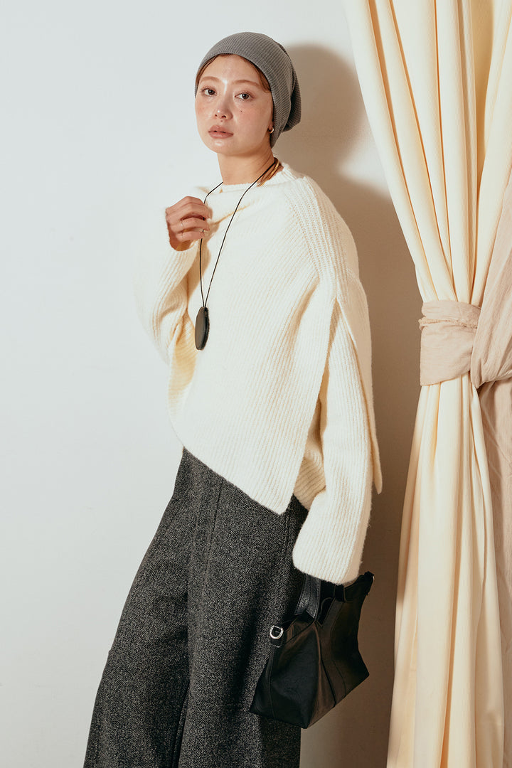 【着回しセット】[SET]ケープデザインリブニットトップス+ケープデザインリブニットトップス(2set)