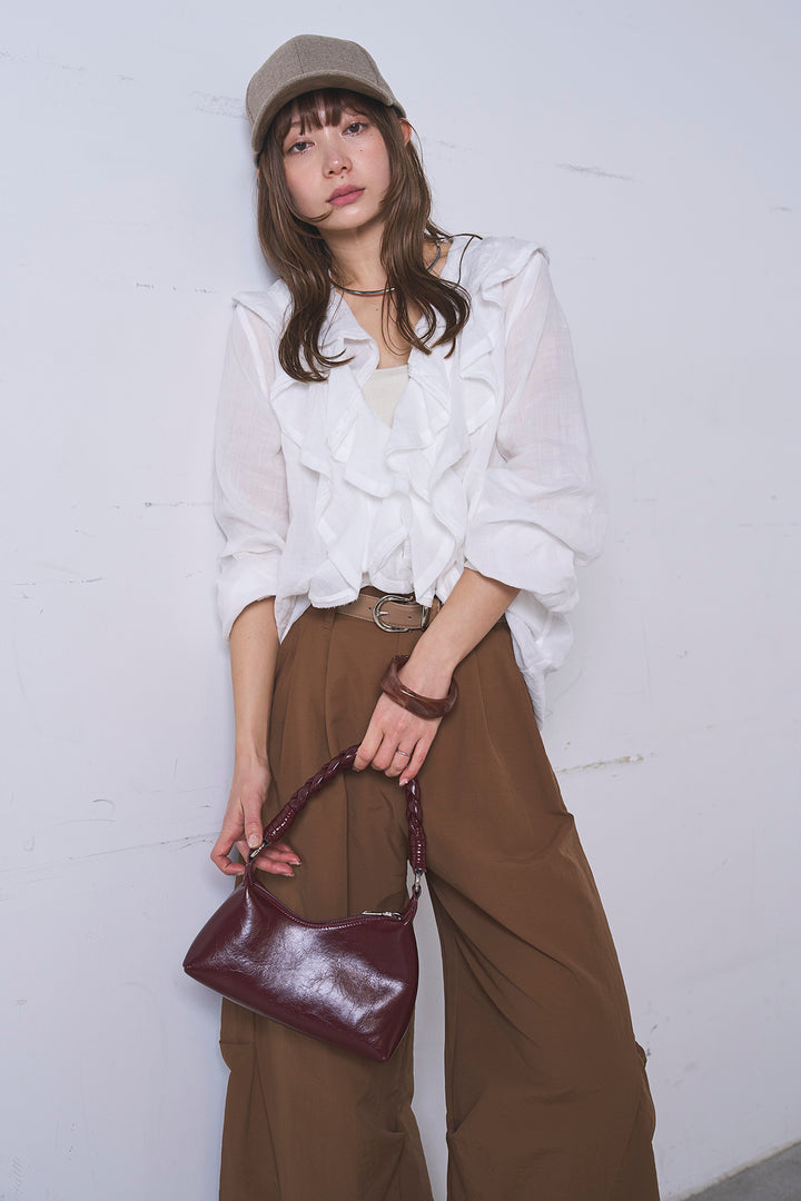 [SET]フリルボタンブラウス+ドライタフタタックバレルパンツ(2set)