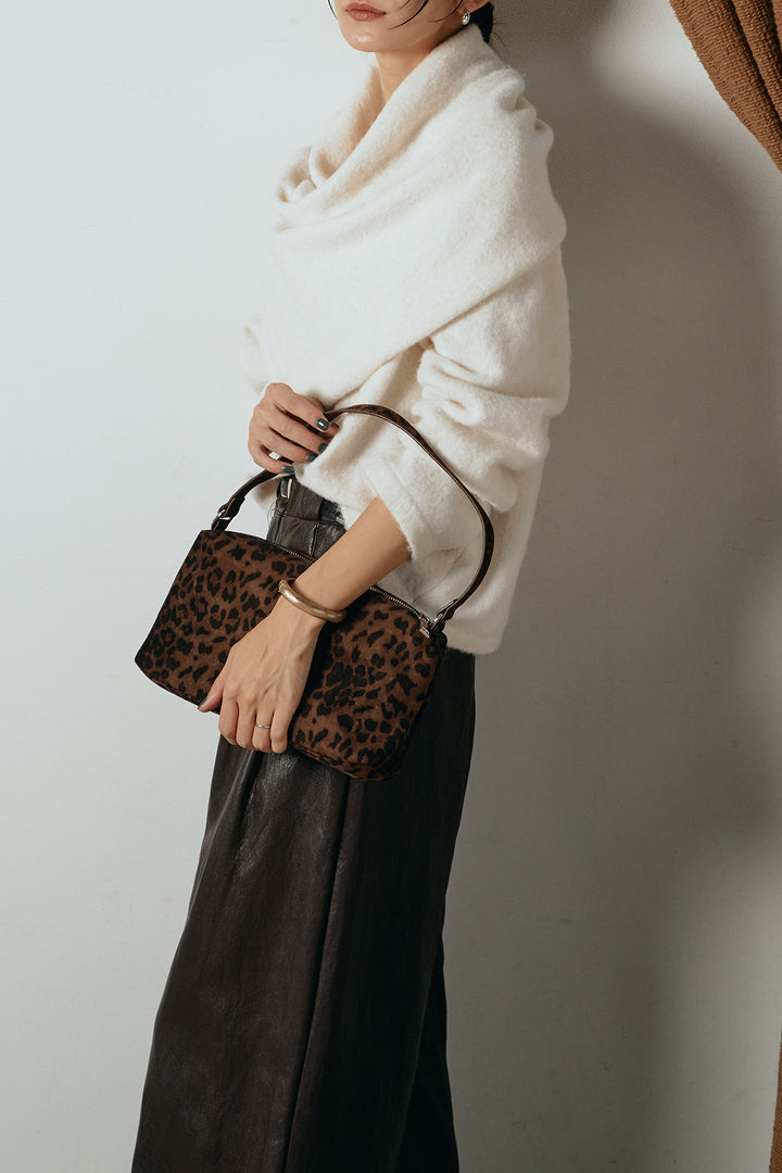 [SET]ネック巻きデザインニットトップス+ベルト付きレザーライクタックパンツ(2set)