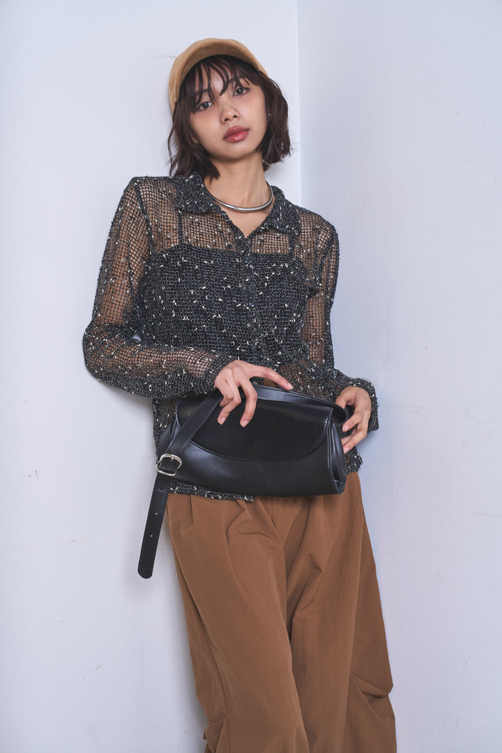 [SET]ネップメッシュポロ襟カーディガン+ドライタフタタックバレルパンツ(2set)