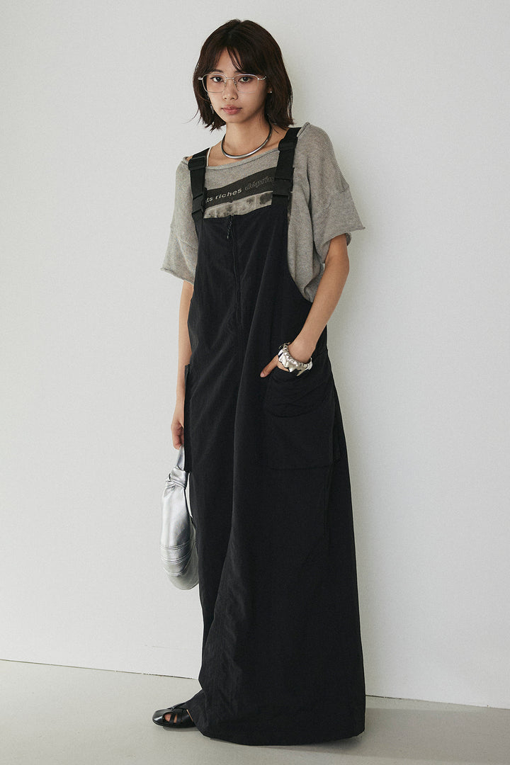 [SET]半袖モノトーングラフィックトップス+ナイロンワンピース(2set)