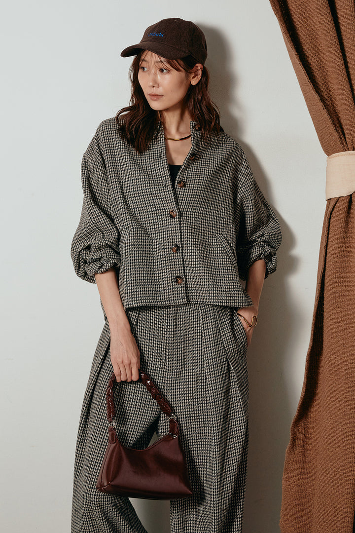 [SET]ノーカラーガンクラブチェックジャケット+ガンクラブチェックタックパンツ(2set)