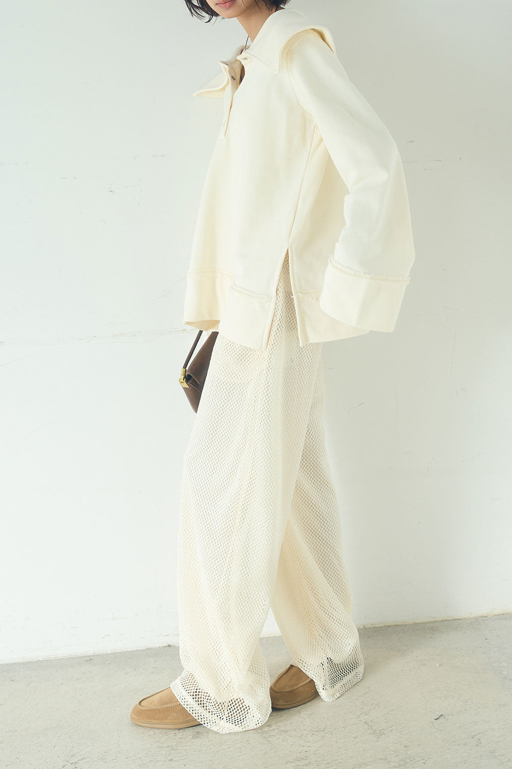 [SET]ビッグカラー2WAYスウェットトップス+メッシュリラックスパンツ(2set)