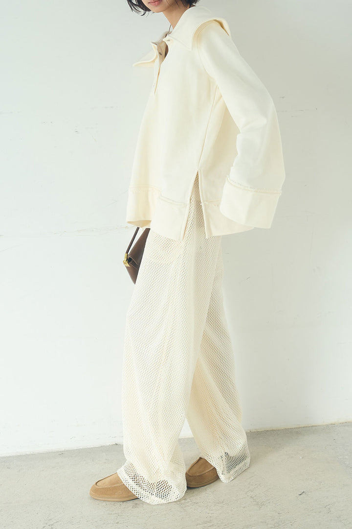 [SET]ビッグカラー2WAYスウェットトップス+メッシュリラックスパンツ(2set)