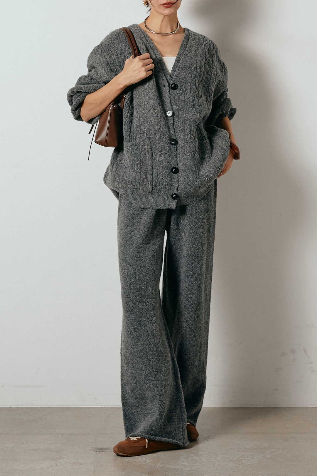 [SET]3ピースフロントボタンニットSETUP