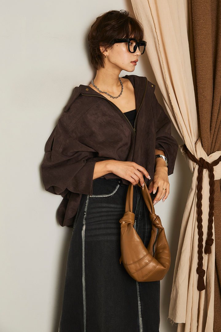 【即納】バルーンシルエットフェイクスエードブルゾン