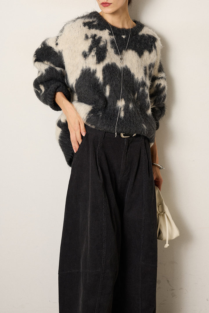 【着回しセット】[SET]モヘアタッチマーブルニット+モヘアタッチマーブルニット+タック入りコーデュロイワイドパンツ(3set)